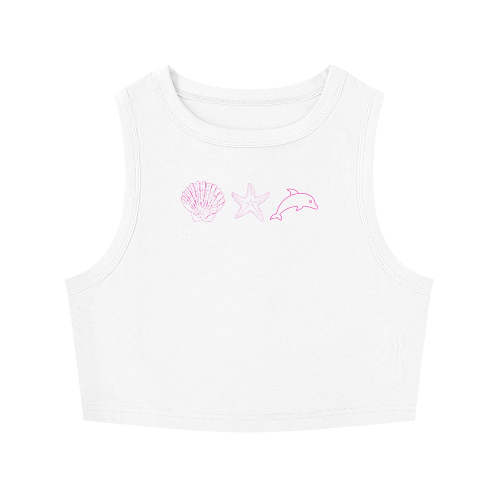 CUTE BEACH TIGHT CROPPED TANK TOP