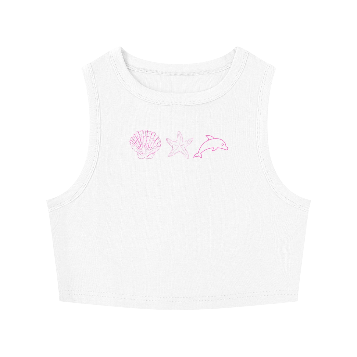 CUTE BEACH TIGHT CROPPED TANK TOP