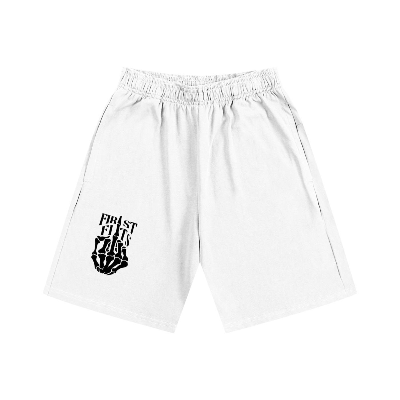 SKELETON COTTON SHORTS- WHITE